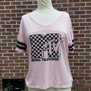 MTV Ladies V-Neck T Shirt Size XL Womens 16 Jr 15